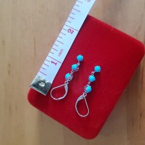 925 Sterling Silver Artisan Turquoise Dangle Earrings